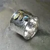Anéis de mulher grande libélula vintage com pedras laterais Moda lago azul cristal promessa anel de casamento anel de dedo jóias