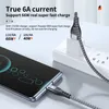 USB Type C Telefoonkabels 6A 66W SCP voor Huawei Mate 40 Pro 5A Fast Charging Charger Data Cord Xiaomi Samsung Oppo 1/2 / 3M