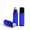 1200 adet / grup 5 ml Doldurulabilir Boş Mavi Cam Rulo Şişelerde 5 ml Parfüm Silindir Şişeleri Metal Rulo Topu