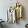 Sherhure 2020 Kadınlar Bahar Saten Bluzlar Down Yaka Saf Renk Boho Gömlek Blusas Roupa Feminina F1211 Tops