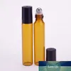 Flacon à rouleau ambre pour huiles essentielles, flacon de parfum rechargeable, contenants de déodorant avec couvercle noir, 3ml, 5ml, 10ml, 100 pièces