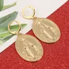 Virgin Mary Dangle Hoop Earrings For Women Girl Gold Color Our Lady Cross Trendy Jewelry