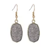 12 Colors Resin Druzy Imitation Crystal Tooth Earrings Designer Earrings Oval Hexagon Fashion Dangle Earrings for Women