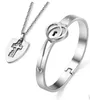 Stainless Steel Love Heart Lock Bracelets Key Pendant Necklace Set Valentine's Day Gift Jewelry Sets HH21-11