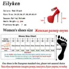 Eilyken Spring Sexy Woman Pumps 플랫폼 발 뒤꿈치 파티 Peep Toe Hook Loop Pumps 신발 웨딩 빨간 검은 크기 34 40 LJ200928