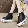 2020 Autumn Platform Sneakers 10 High Heels Kvinnor Tjock Sole Ankle Leather Wedge Winter Casual Shoes White Boots LJ201030