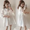 New Autumn Boyfriend Style White Loose Shirt for Pregnant Women Maternity A Line Clothes Dresses Korean Dress for Pregnancy Out LJ2011232