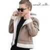 Faux Shearling Sheepskin Coat Leather Thick Suede Jacket Women Autumn Winter Lambs Wool Short Motorcycle Coats T200506