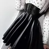 SUCHCUTE femmes jupes gothique Harajuku pansement Faux cuir mode coréenne noir Mini plissé fête d'été Pu Saias 220224
