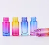 500pcs/lot 5ML Gradient Color Roll-On Perfume Essential Oil Bottle Steel Metal Roller Ball Bottles with Wood Looks Plastic Cap SN4357