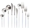 2021 Wedding Spoon Fork Knife Cutlery Handle White Gold Silver 18 8 Stainless Steel Flatware Dinnerware Tableware