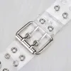 Dwa Row Hole Clear Punk Belt Dla Kobiet Paski Pin Klamra Kobiece Spodnie Przezroczyste Talia Pasek Damskie Dżinsy Przelotki Pas G220301