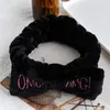 Moda carta omg arco bandana novo coral velo lavagem rosto hairband para mulheres menina artesanal macio turbante acessórios de cabelo headwear9604983