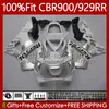 Injection Mold Body For HONDA CBR929RR CBR929 CBR 929RR 900RR 900 929 RR CC 00 01 Bodywork 68No.13 CBR900 900CC 929CC 00-01 CBR900RR 2000 2001 OEM Fairing silvery glossy