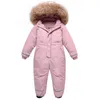 OLEKID 2020 Erkek Kış Snowsuit Su Geçirmez Gerçek Kürk Kalın Kızlar Tulum 3-10 Yıl Çocuklar Tulum Çocuk Kayak Takım Elbise Kar Giymek LJ201017