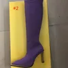 Venda quente - moda mulheres tricô botas de peúga apontou botas apontadas sexy da coxa das mulheres sobre o joelho botas respirável elástico b