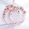 UMCHO 925 Sterling Silver Ring Set Female Morganit Engagement Ehering Bridal Vintage Stapelringe für Frauen Fein Schmuck J6088409