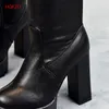 Skórzana platforma Kobiety Długie Buty nad Buty Kolana Platforma Seksowna Kobieta Jesień Winter Uda High Boots Botas Mujer