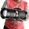 Z30 XHP90.2 Super Bright Led Double Head Flashlight Waterproof Rechargeable Zoomable Torch Work Light Spotlight Floodling Lantern