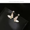 Korean fashion temperament women high-end zircon butterfly earrings jewelry 18k gold plated luxury shell earrings s925 silver needle earring