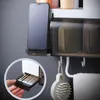 Automatic Wall Mount Toothbrush Holder with Cups Toothpaste Squeezer Dispenser Storage Rack Box Bathroom Accessories Set LJ201204