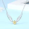 100% 925 Sterling Silver Classic Golden Snitch Pendant Chain Gold Ball Wings Necklace för Kvinnor Mode Smycken Gifts Partihandel Q0531