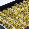 Lot Skull Rings Carved Biker Men SilverGold Plated Alloy Ring Fashion jewelry 50 PcsLot9998248