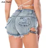 Cama de cintura alta sexy mulheres jeans jeans shorts verão buraco quebrado senhoras skinny denim algodão super short jeans meninas lj200818