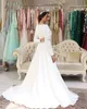 Caftan marocain blanc robes de mariée musulmanes 2021 Robe de mariée dentelle satin robes de mariée élégantes manches longues ALine mariée Marria1292648