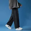 HOUZHOU Khaki Cordhose für den Winter, schwarze Hose mit weitem Bein, männlich, plus Samt, japanische Streetwear, Hip Hop, Harajuku 0124