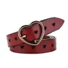 New Women Genuine Leather Waist Belts Luxury design Heart Metal Pin Buckles Female Hollow Heart Decor Grommet Belts Waistband G220301