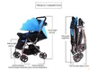 Der Bebaby-Kinderwagen kann im Sitzen und Liegen eingesetzt werden. Leichter, zusammenklappbarer Kinderwagen mit vier Rädern und Absorberfunktion