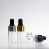 Flacone di olio per tintura in vetro smerigliato tubolare da 1 ml 2 ml 3 ml 5 ml a prova di luce con coperchio contagocce in alluminio argento, campione di olio essenziale siero cosmetico bottiglia di vetro all'ingrosso