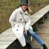 Topfur Real Fel Coat Women Winter Schaffellmantel mit Gürtel Reverskragen echter Ledermantel graue Wolljacke Outwear 201214