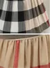 Luxus Mädchen Kurzarm Plaid Kleid Mädchen 2022 Frühling Sommer Neue Stil Revers Rüschen Turndown Baumwolle Kleid Mode Lässig Kinder kleider