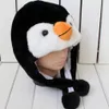 Caráter bonito Animal Plush Inverno Hat Fun Ski Cap orelha longa Straps Hoodie Unisex Inverno KKA8288 chapéu