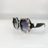 Brand Design Handmade Rhingestone Square Sunglasses Lunettes de mode Fleur Fleur avec des lunettes de soleil vintage Party