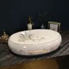 Encimera de baño ovalada de porcelana, lavabo de baño de cerámica, lavabo chino, lavabos de baño blancos