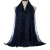 NOUVEAU Écharpe foulard de bulles de femmes avec perles Tête de paillettes Écharpe Scadrette Hijab Hijab Hijab Chands Solid Couleur Musulman Hijab Écharpe Tassel Pashmina