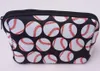 Sac de Maquillage d'impression de Softball en Plein air Sac de Pochette cosmétique de Voyage de Baseball Sacs en néoprène imperméables avec Fermeture à glissière (Jaune, 10,24 * 5,12 3,7 Pouces)