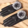 Ball PU Leather Gloves for Winter Gloves Touch Screen Mitten Luvas Women Female Handschoenen