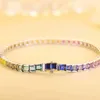 Blue Sapphire Tennis Armband Gekleurde Rainbow Bangle S925 Sier Armband Sieraden Sets voor Coupl