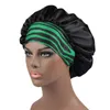 Trendig Satin Wide Brim Stretch Band Nightcap Oversized Afrikansk kvinna Leopard Print Elasticitet Hårvård Hatt Sova Bonnet