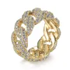 Classic Cz Cuban Persh Ring Guld Silver Färg Iced Out Zircon Charm Ring för män Kvinnor Smycken Storlek 8-10