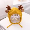 5 colors baby knitted hat autumn and winter infant cute antler wool hat children's cartoon ear protection warm