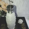 Termos flask 500 ml skinning vatten med flaskor strass termos flaskbling rostfritt stål kopp silver diamant vakuum flaska grossist