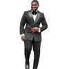 Bonito Dupla-Breasted Groomsmen Peak Lapel Noivo TuxeDos Homem Suits Casamento / Prom / Jantar Melhor Homem Blazer (Jacket + Calças + Gravata) K399