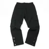 Schwarze Nylon-Cargohose mit Druckknöpfen, lockere Passform, Jogger-Trainingshose, acht Taschen, Styling2777