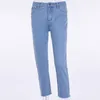Sexig tillbaka dragkedja ljusblå denim jeans höst vinter kvinnor hög midja skinny penna byxa kvinnliga streetwear byxor 201105