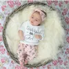 Baby kleding set geboren babymeisjes kleding lange mouw brief papa's kleine meisje t-shirtpantsheadband peuter outfit lj201223